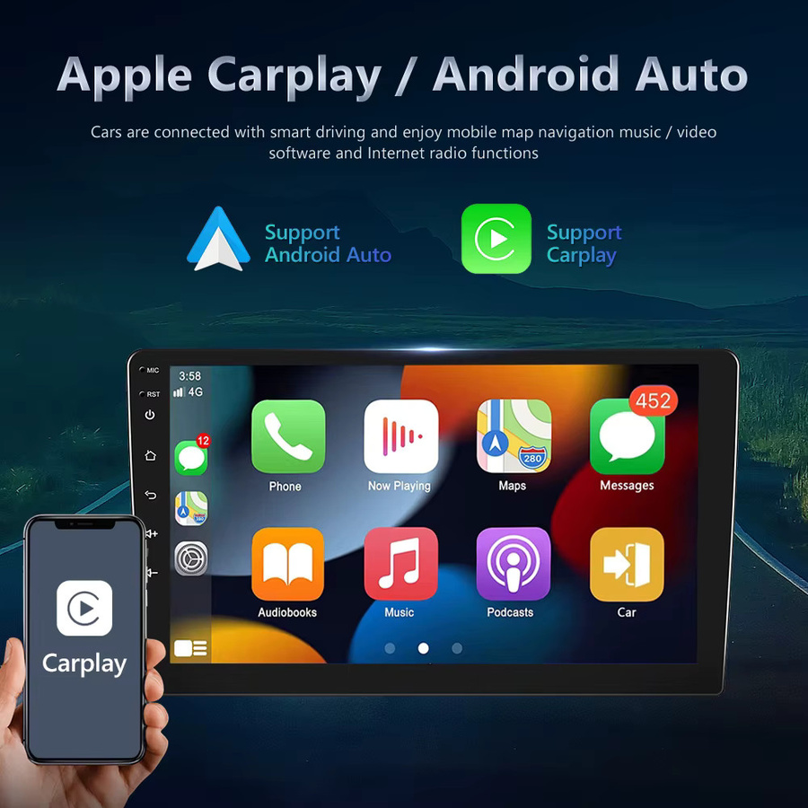 Podofo CarPlay Android Autoradio für Chevrolet Spark 2011-2014 in Schwarz mit GPS, Bluetooth, WIFI und FM RDS - Bild 2