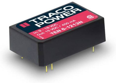 TracoPower TEN 6-4822N DC/DC-Wandler, Print, Schwarz, 48 V/DC zu 12 V/DC und -12 V/DC, 250mA, 6W, 2 Ausgänge - Bild 1