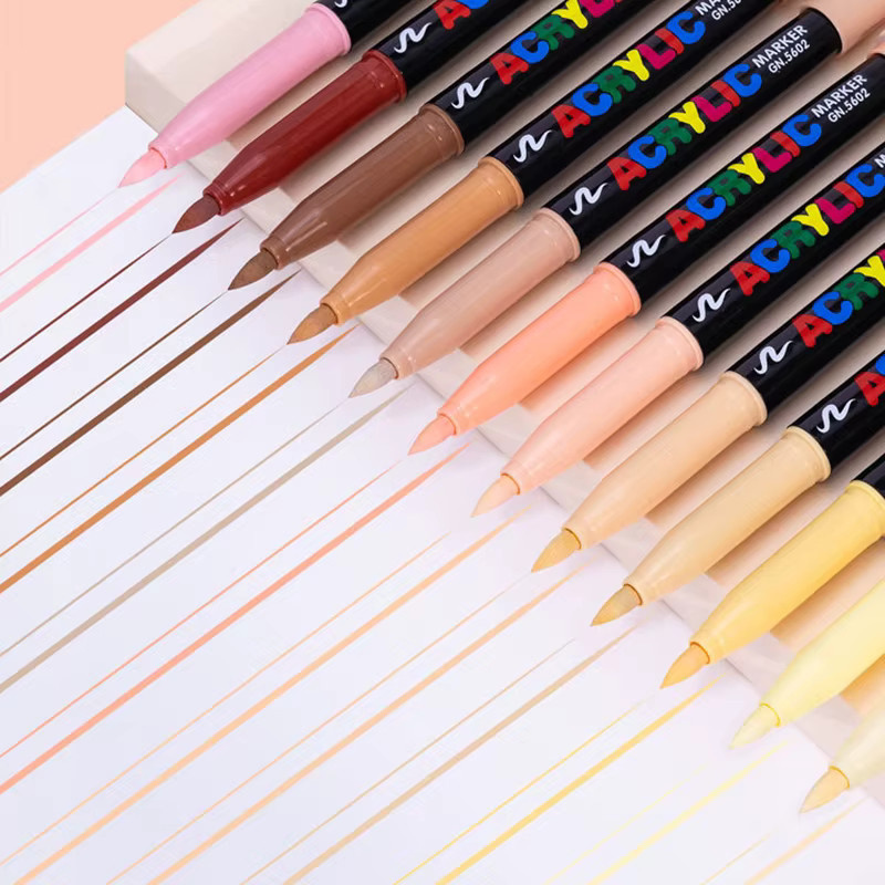 12 Acryl-Marker in Hautfarben mit weicher Brush-Spitze für DIY-Projekte und Zeichnungen - Bild 3