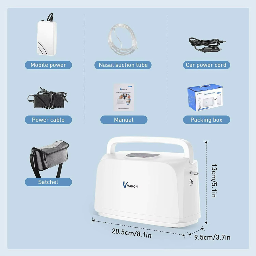 Varon Tragbarer Pulse Flow Sauerstoffkonzentrator Concentra mit 33 % Reinheit in Weiß - Bild 7