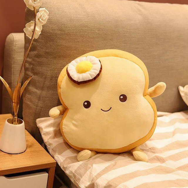 Yiran toy Toast Brot Plüschtier, Pochiertes Ei, 25cm, ab 3 Jahren - Bild 1