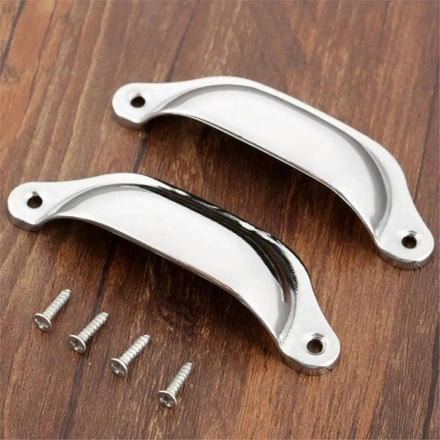 2 Stück Muschel-Schrankgriffe aus Eisen im Antik-Stil von Kitchen Goods-YULIN-002, poliert, Farben: Schwarz, Silber, Gold - Bild 1