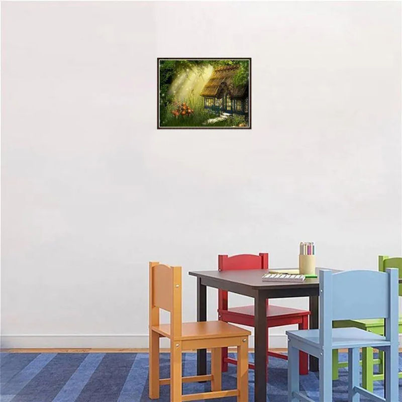 FIYO Diamant-Malerei Landschaft mit Garten und Haus als bunte Kreuzstich-Stickerei, B/H: 20 x 30 cm - Bild 2