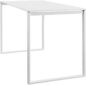 Besprechungsstehtisch Squart von NowyStyl, rechteckig, Bügelfuß, weiß/Eiche, B: 160 cm, T: 90 cm, H: 112 cm - Bild 1