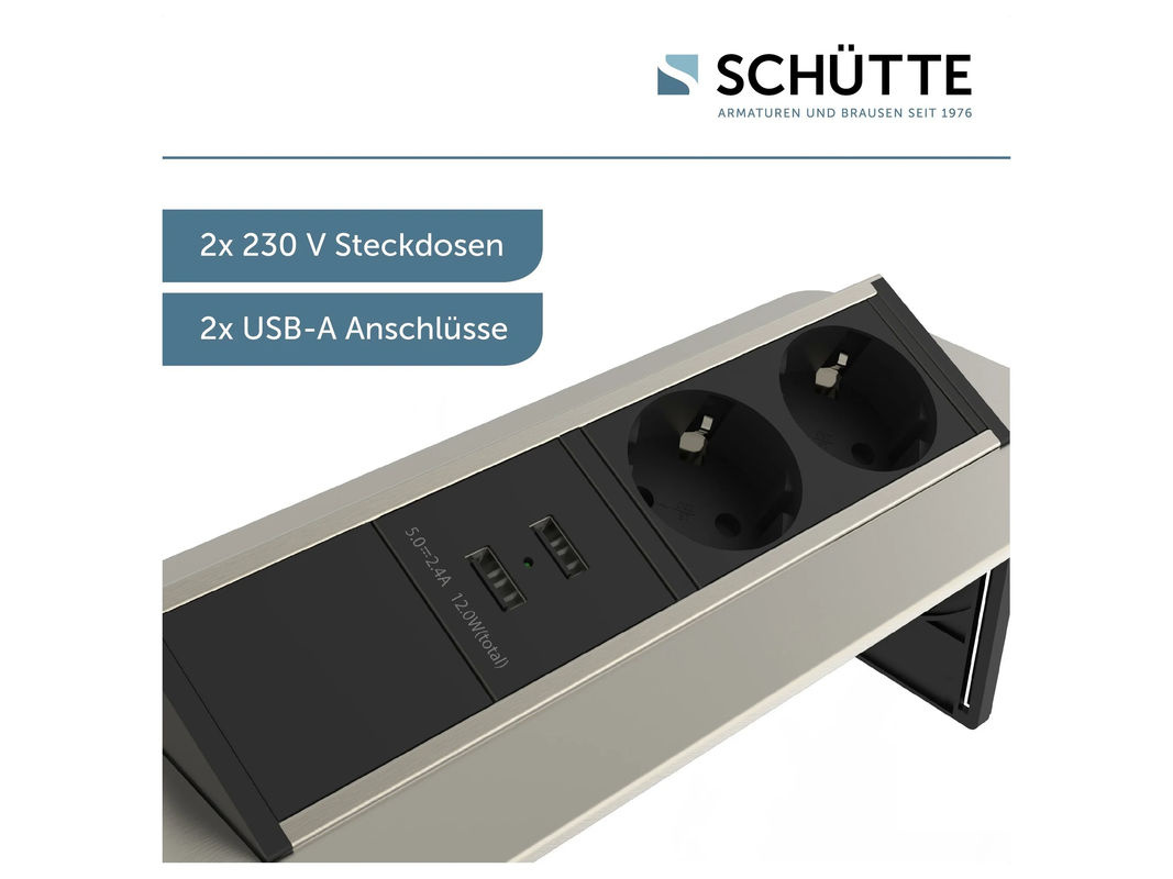 SCHÜTTE Steckdose 03074 E2 Einbau-Steckdose in Schwarz, B/H/T: 28 x 11 x 13 cm - Bild 3