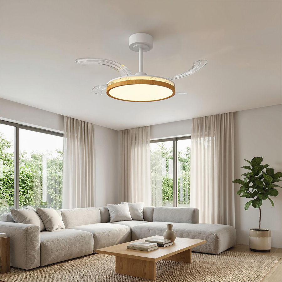 HOMCOM Deckenventilator mit LED-Beleuchtung in Naturholz, Ø 95 cm, dimmbar, mit Fernbedienung und DC Motor - Bild 2