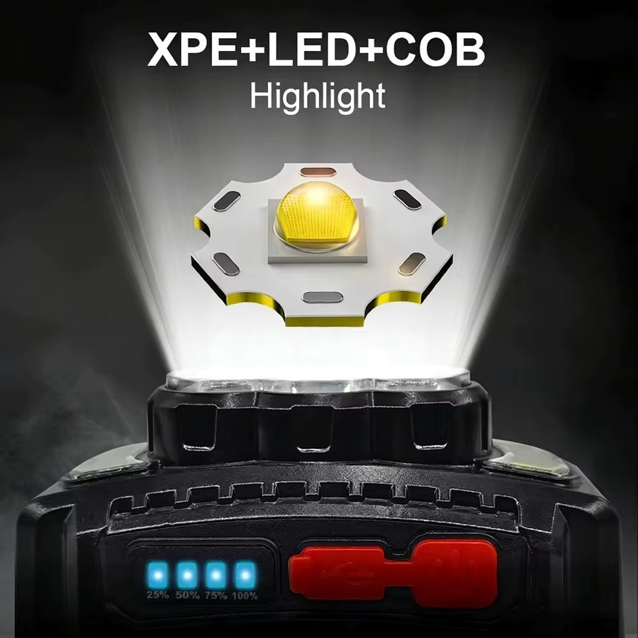 NEWBIRTH LED Stirnlampe mit COB-Licht, wiederaufladbare USB-Taschenlampe für Outdoor und Camping, Schwarz - Bild 2
