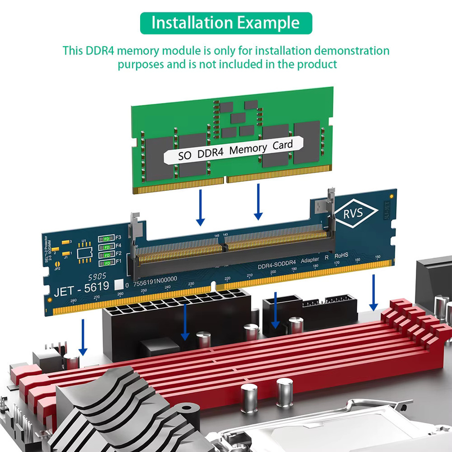 T.F.SKYWINDINTL DDR4 Adapterkarte SO DIMM zu Desktop DDR4 Konverter für Speichertests bis 5600 MHz - Bild 3
