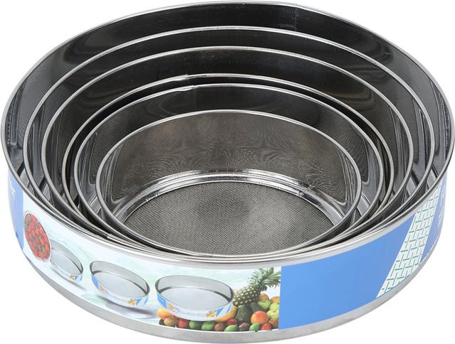 TOMTOP JMS Mehl-Sieb Set aus Edelstahl mit feinem Netz, 6-teilig, Schwarz und Silber - Bild 1
