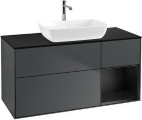 V&B Waschtischunterschrank Finion in Platinbraun Matt Lackiert, B/T/H: 120 x 50,1 x 50,1 cm - Bild 1