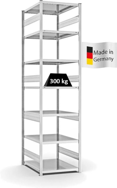 PROREGAL Fachbodenregal Stecksystem T-Profil Heavy-Duty Grundregal, 7 Ebenen, Lichtgrau, H x B x T: 300 x 75 x 80 cm - Bild 1