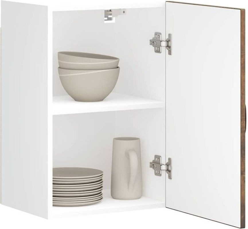 Küchen-Hängeschrank Kalmar von Vidaxl aus Holzwerkstoff in Räuchereiche und Grau mit Drehtüren - Bild 1