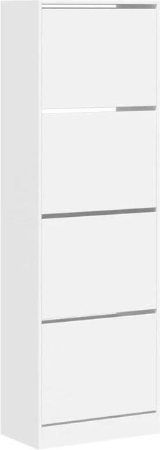 vidaXL Schuhschrank Weiß mit 4 Klappen für den Flur, B/T/H: 60 x 34 x 187,5 cm - Bild 1