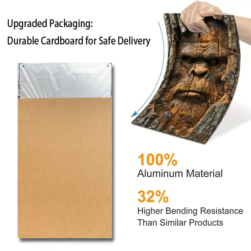 HELLOYOUNG Bigfoot Wandschild aus Metall in Braun, Rechteckiges Wandbild im Querformat, B: 30 cm, H: 20 cm - Bild 5