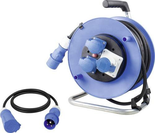 as - Schwabe Camping Set Kabeltrommel 25 m und CEE-Verlängerung 1,5 m H07BQ-F 3G2,5 IP44 in Blau - Bild 1