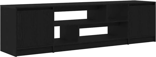 vidaXL TV-Schrank in Schwarz und Eiche-Optik aus Holzwerkstoff, B/T/H: 188,5 x 41 x 50 cm - Bild 1