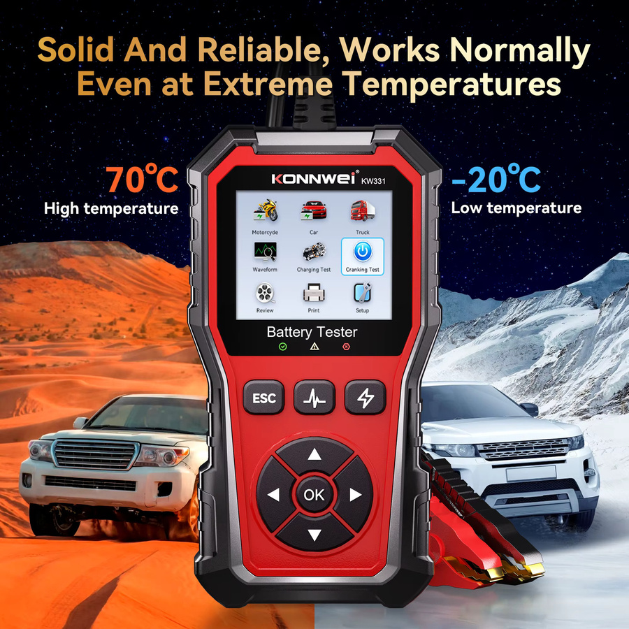 KONNWEI KW331 Auto Batterie Tester für 6 V-12 V-24 V und 100-2000 CCA professioneller Anlasser und Ladeschaltung Analysator - Bild 5