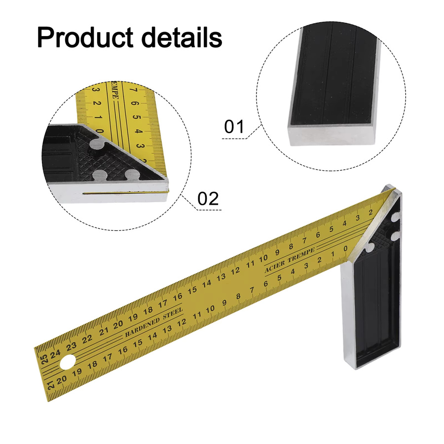 VIBRATITE Winkel-Quadrat-Lineal aus Edelstahl für Schreiner und Holzbearbeitung, 90-Grad-L-Winkel zur Präzisionsmessung - Bild 5