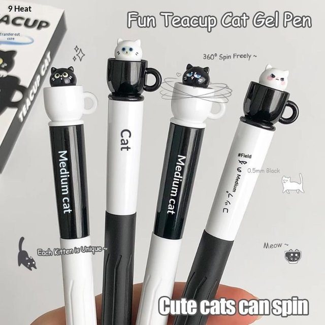 Niedliche Teacup-Katzen-Gelstifte in Mehrfarbig mit 0,5 mm Spitzendicke und schnelltrocknender Tinte für Schule und Büro - Bild 1