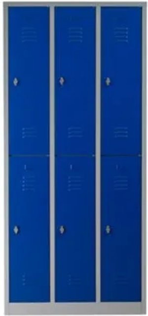 PROREGAL Garderobenspind Camel 6-Fächer aus Metall mit Vorhängeschloss, Farbe: Grau-Blau, H x B x T: 195 x 90 x 50 cm - Bild 1
