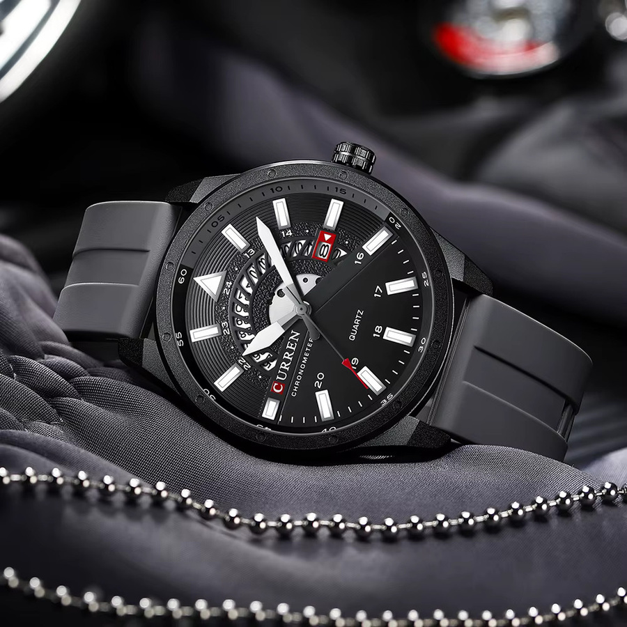 CURREN Armbanduhr, Quarz, Leder, Blau, Herren - Bild 2