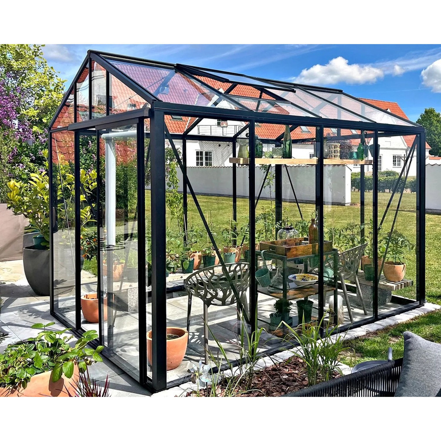 Bloomcabin Premium Gewächshaus GHC3 Klassik in Schwarz mit Sicherheitsglas, Aluminium und integriertem Belüftungssystem sowie Dachfenster - Bild 2