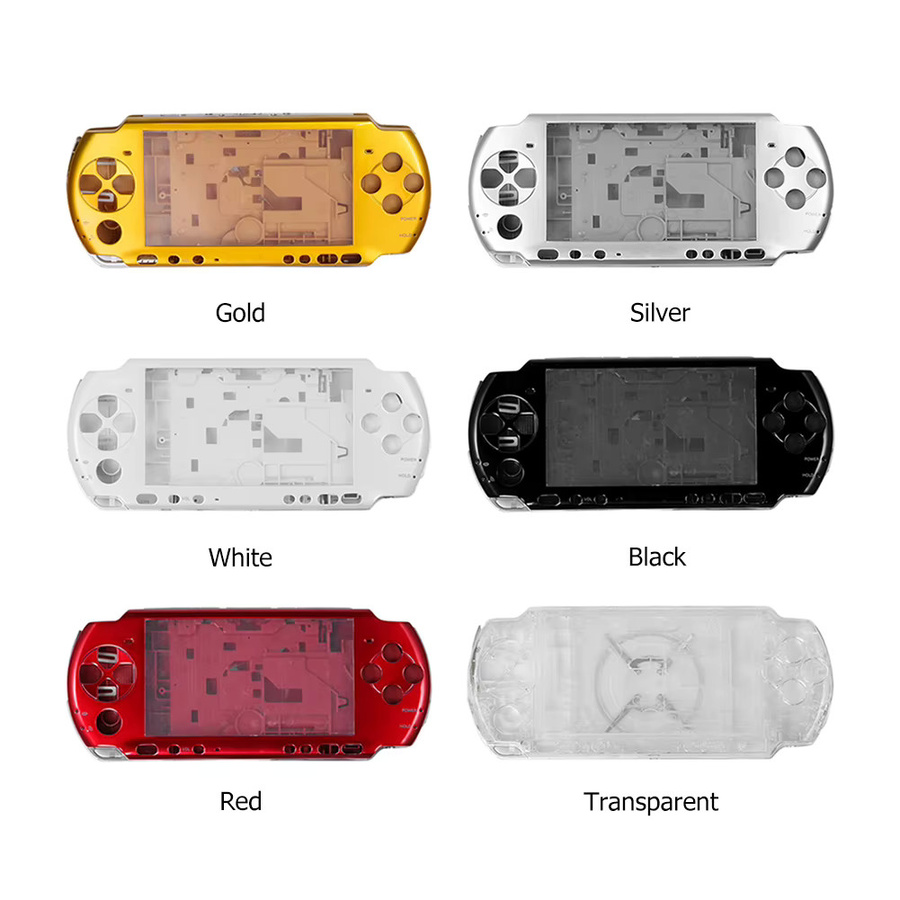 VODOOL Schutzhülle für PSP3000 Spielekonsole mit vorderer und hinterer Gehäuseschale sowie Tasten-Set in Transparent Retro-Design - Bild 2