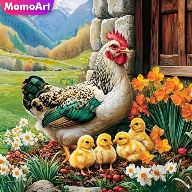 Momoart Diamant-Stickerei Hühner-Gemälde DIY Diamant-Mosaik Bild mit Tiermotiv in Multicolour, B/H: 20 x 20 cm - Bild 1