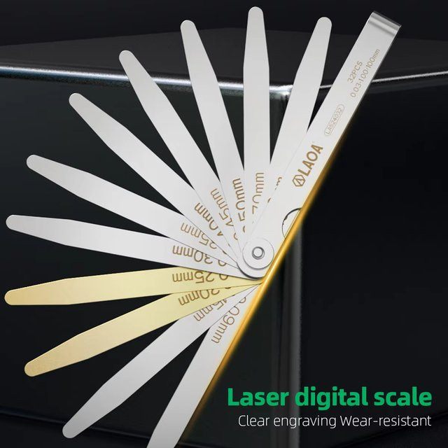 LAOA Fühlerlehre metrisches Dickenmessgerät-Set in Silber, Messbereich 0,02–1 mm für Blechlehre, Ventile und Zündkerzenlücken - Bild 1