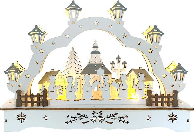 HTI-Living Schwibbogen Sternsinger aus Holz in Weiß für die Advents- und Weihnachtsdekoration - Bild 1