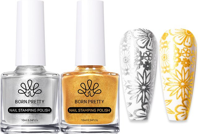 BORN PRETTY Stempel-Nagellack-Set, Schwarz Weiß, 2 x 10 ml - Bild 1