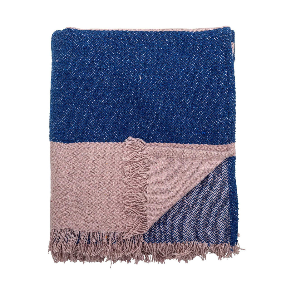 Bloomingville Plaid Cadeo aus recycelter Baumwolle in Blau, B/B: 130 x 160 cm - Bild 1