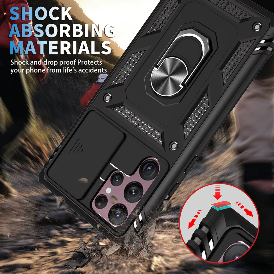 Robuste Slide-Kamerahülle für Samsung Galaxy S24 Ultra, S24 Plus, S24, S23 Ultra und S23 mit 360 Grad drehbarem Ständer und Abdeckung - Bild 4