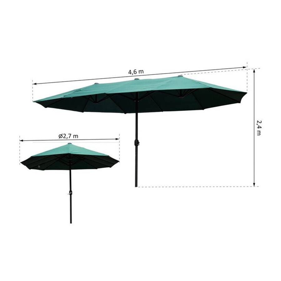 Outsunny Marktschirm in Dunkelgrün aus Stahl und Polyester, B: 270 cm, H: 240 cm, L: 460 cm - Bild 3