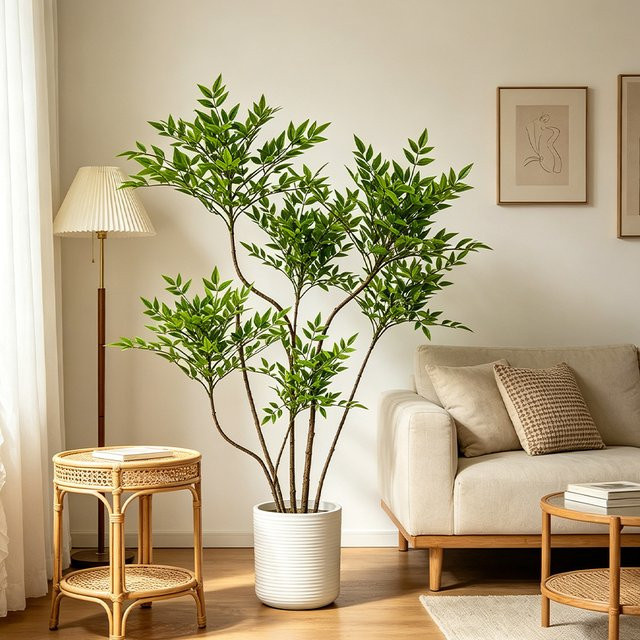 Künstlicher Ficus-Baum von Kmitang in Grün, tropische Banyan-Pflanze aus Kunststoff für Haus- und Gartendekoration, Höhe: 75 cm - Bild 1