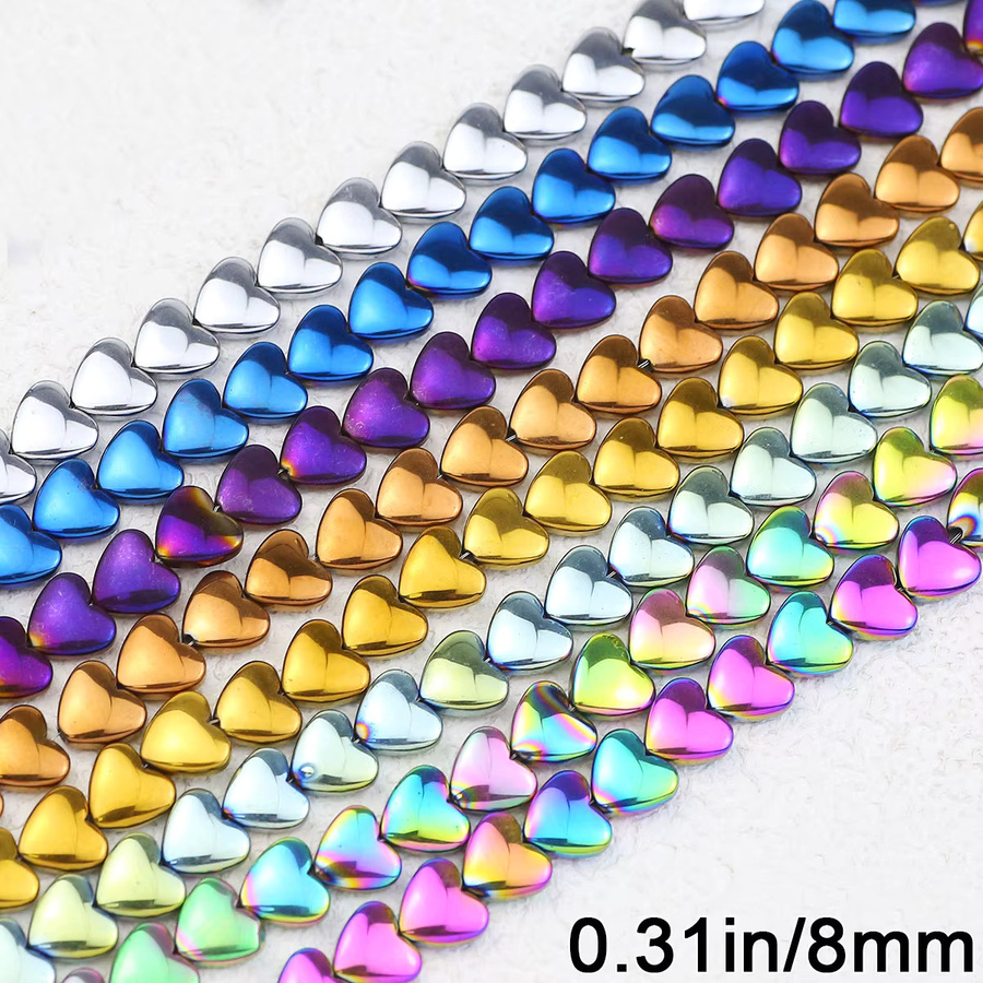 Hämatit Naturstein Spacer Perlen, Herz Form, 8 mm, Bunt, Unisex - Bild 4