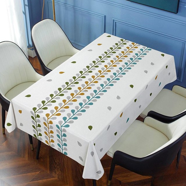 Yiran Furniture PVC Tischdecke im modernen Floral-Design, wasserabweisend und hitzebeständig, Grau, B: 160 cm, T: 100 cm - Bild 1