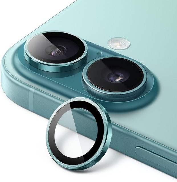 Ahowie Kameraobjektiv-Schutzabdeckung aus gehärtetem Glas mit Metallring für iPhone, Farbe: Blau - Bild 1
