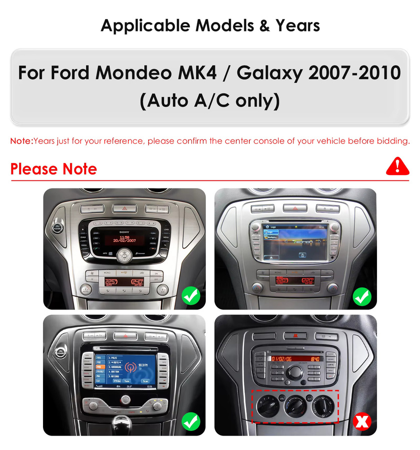 Hizpo Tesla-Style Autoradio für Ford Mondeo Mk4 und Galaxy (2007 - 2010) mit 9,7 Zoll Display, Android Navigation, GPS, Carplay und DSP, Schwarz - Bild 2