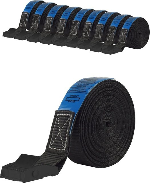 TRUTZHOLM 10er Set Profi Spanngurte mit Klemmschloss in Schwarz, Länge: 5 m, Tragkraft: 250 kg - Bild 1