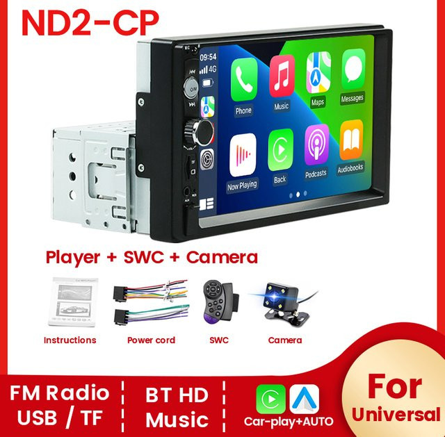 NaviTree Autoradio mit 7 Zoll HD Touchscreen, CarPlay und Android Auto, Navigation, Multimedia Video Player mit Rückfahrkamera und AUX, Schwarz - Bild 1