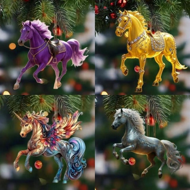 Gmarty 2D Acryl Pferd Anhänger als Rückspiegel-Dekoration und Ornament für Rucksack oder Weihnachtsbaum - Bild 1