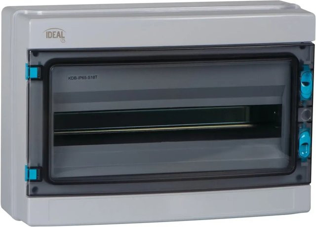 Kanlux Verteiler Sicherungskasten KDB für Feuchträume aus ABS-Kunststoff, Aufputz, IP65, Grau, 18 Module - Bild 1