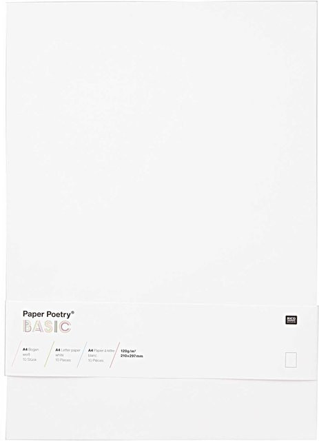 Rico Design Paper Poetry Bogen Basic A4 in Weiß, 10 Stück - Bild 1