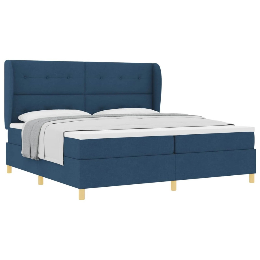 vidaXL Boxspringbett mit Matratze in Blau aus Stoff, B/T/H: 90 x 190 x 201 cm - Bild 2