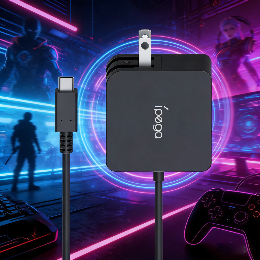 IPEGA 65W USB-C Schnellladegerät SW2116 Power Adapter für Nintendo Switch in Schwarz mit 1,5m Kabel und Klappstecker - Bild 2