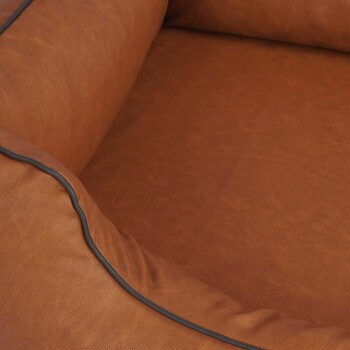 Knuffelwuff Hundebett Henderson Sofa aus marmoriertem Kunstleder in Terracotta und Braun, B: 85 cm, T: 63 cm - Bild 3