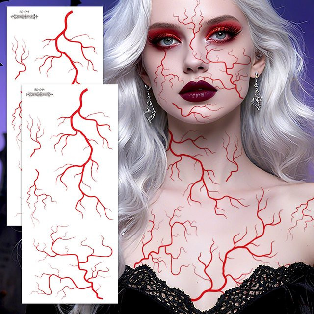 ROCOOART Lightning Tattoos, 2 Blatt, Schwarz und Rot, Unisex - Bild 1