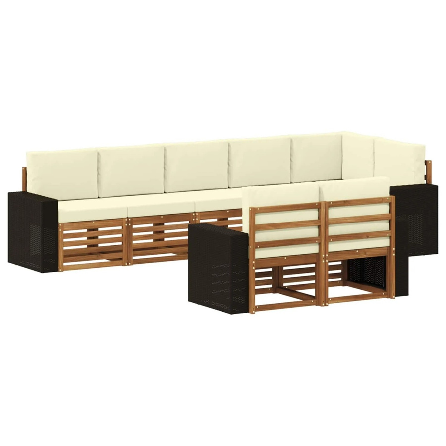 vidaXL Sofagarnitur aus Massivholz Akazie in Beige mit modernem Latten-Design und lackierter Oberfläche - Bild 2