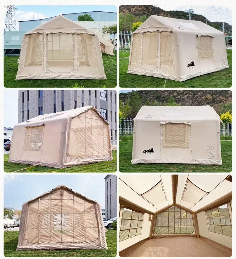 IHOMEINF OUTDOOR Aufblasbares Dachzelt mit PVC-Säulen in Beige, 9 m² mit Regenschutz und UVA-Schutz - Bild 4